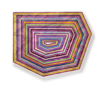 mixed media, abstract, colorful, geometric lines