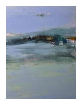 acrylic abstract painting of a blurry landscape.