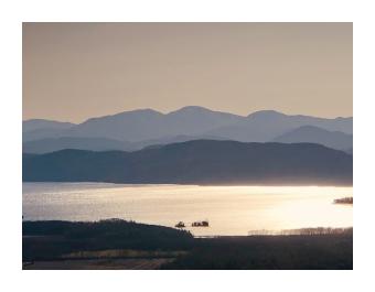 photo of the lake and mountains from Mt. Philo