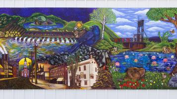 A photograph of Let it Be: A Cautionary Tael of the Barge Canal mural